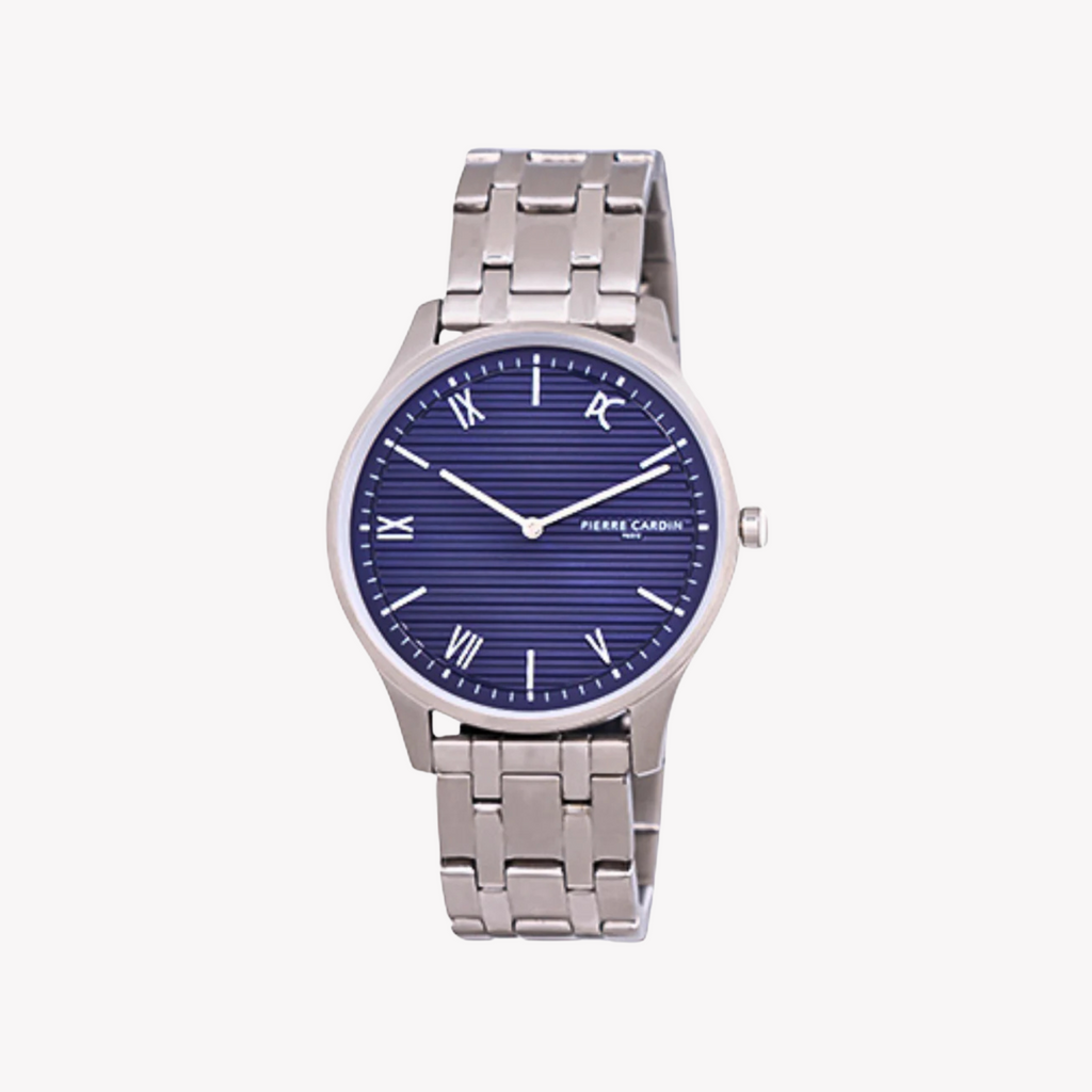Pierre Cardin Men's Silver Watch, Blue Dial | Cba.4020