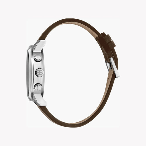 Esprit Men's Brown Leather Watch, Black Dial | Es1g081m0015