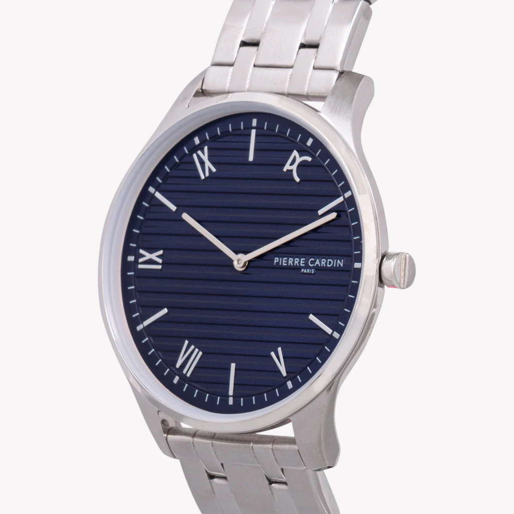 Pierre Cardin Men's Silver Watch, Blue Dial | Cba.4020