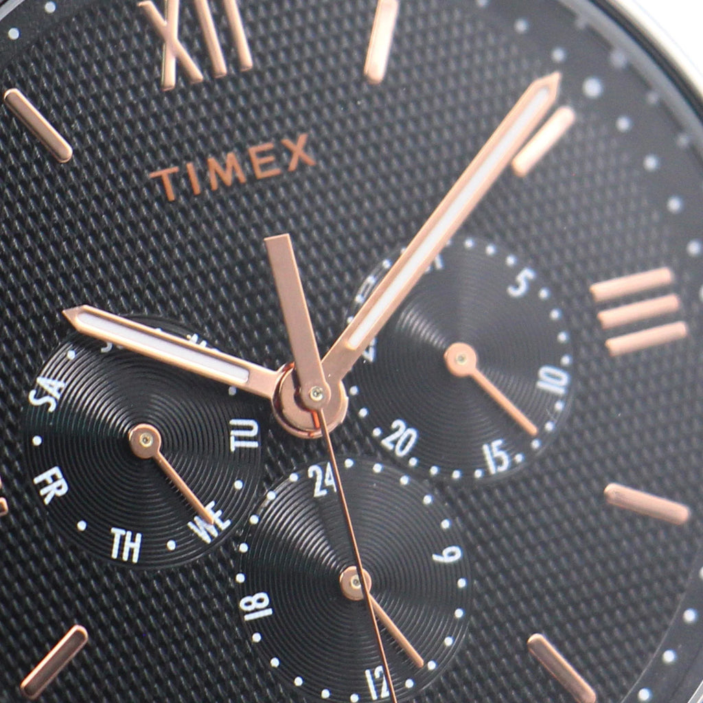 Timex Men's Brown Leather Watch, Black Dial | Tw2t35000