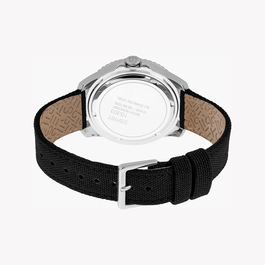 Esprit Men's Black Nylon Watch, Black Dial | Es1g036m0035