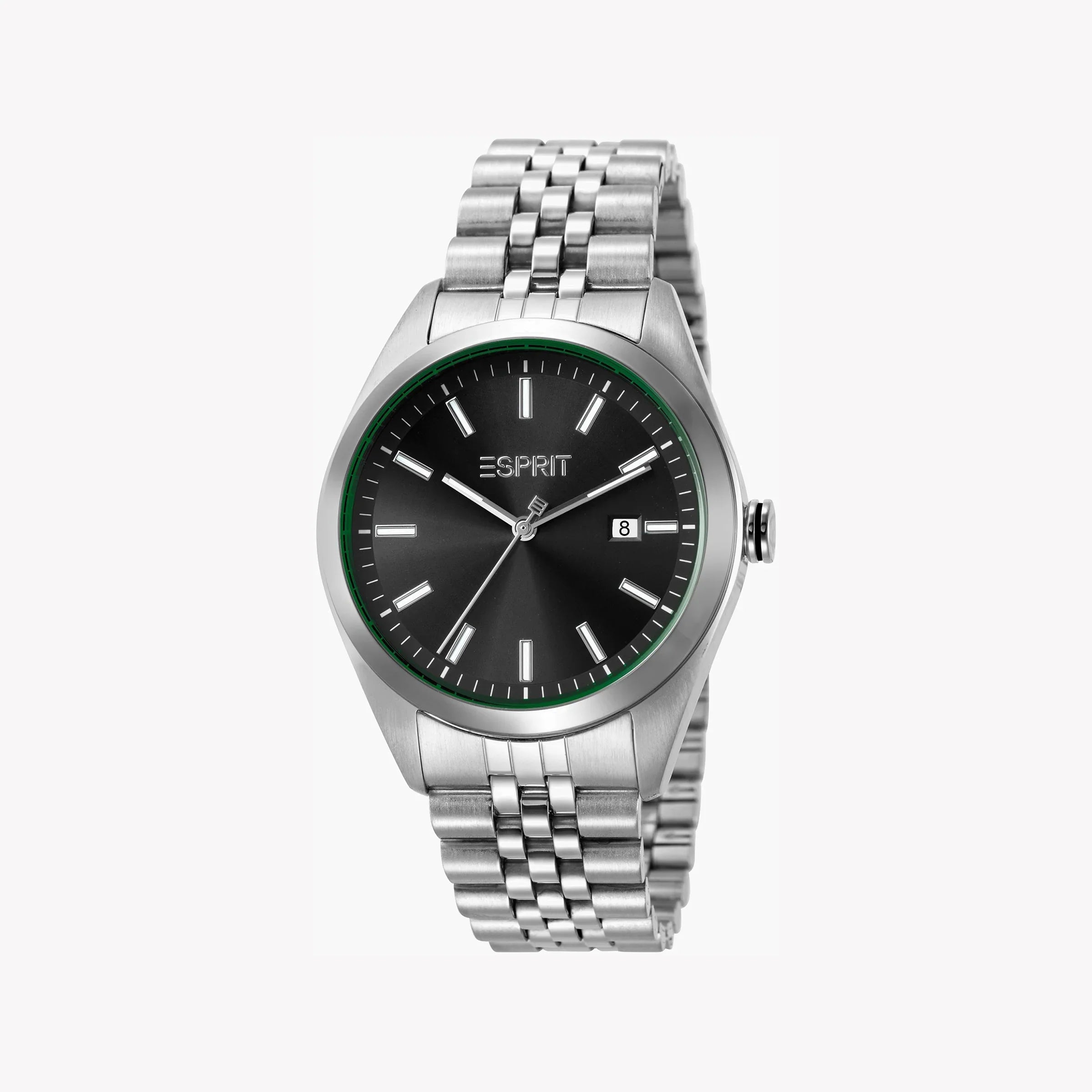 Esprit Men's Silver Stainless Steel Watch, Black Dial | Es1g173m0065