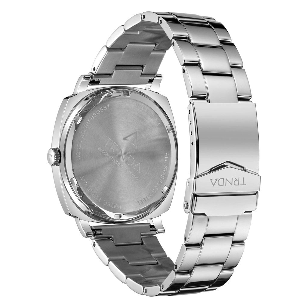 Trnda Men's Silver Stainless Steel Watch, Seaweed Green Dial | Trnda45mm