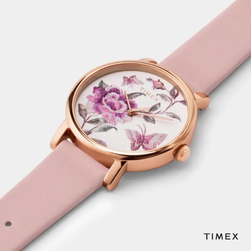 Timex Women's Pink Leather Watch, Pink Dial | Tw2u19300