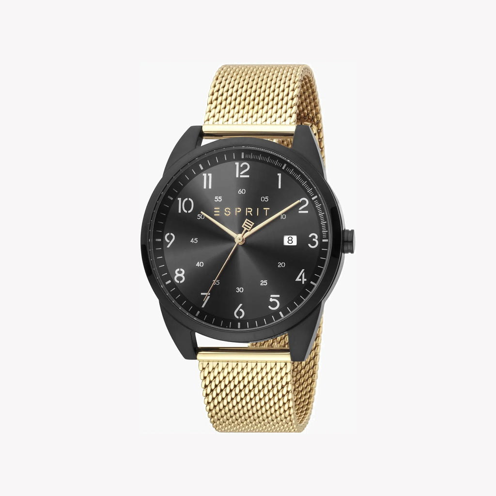 Esprit Men's Gold Stainless Steel Watch, Black Dial | Es107523003