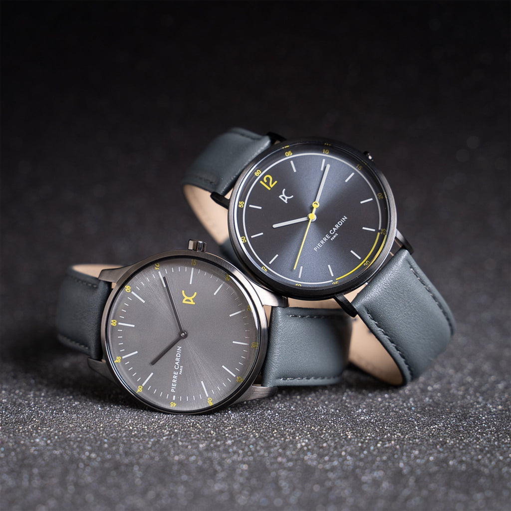 Pierre Cardin Men's Gray Leather & Stainless Steel Watch | Cba.4007