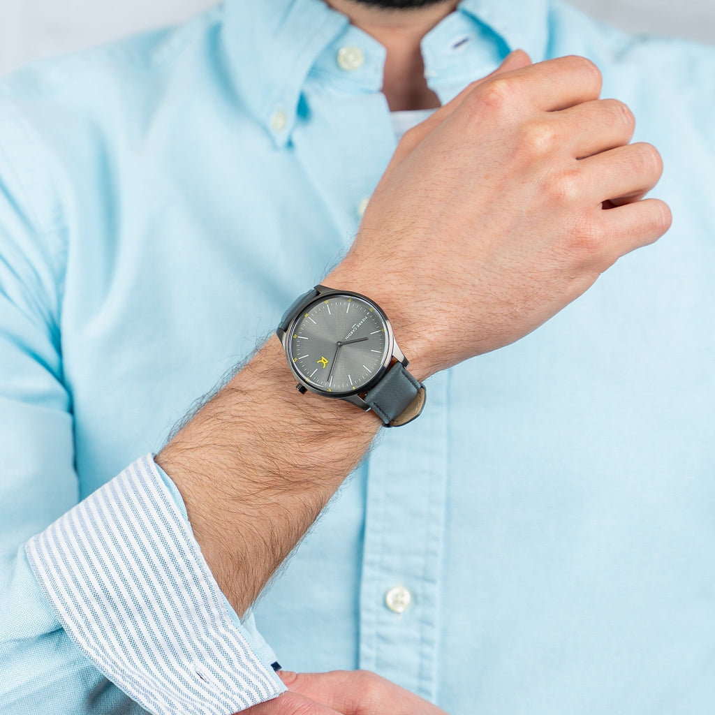 Pierre Cardin Men's Gray Leather & Stainless Steel Watch | Cba.4007