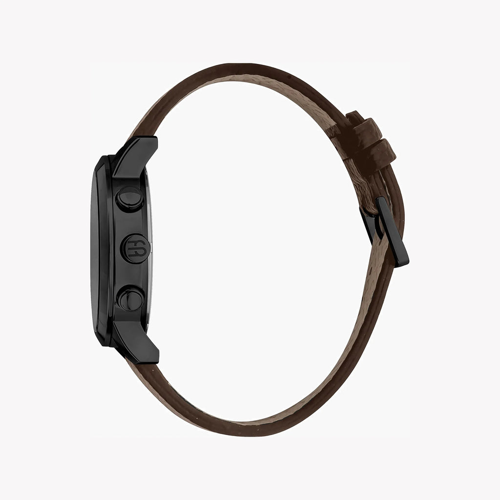 Esprit Men's Brown Leather Watch, Black Dial | Es1g101m0025