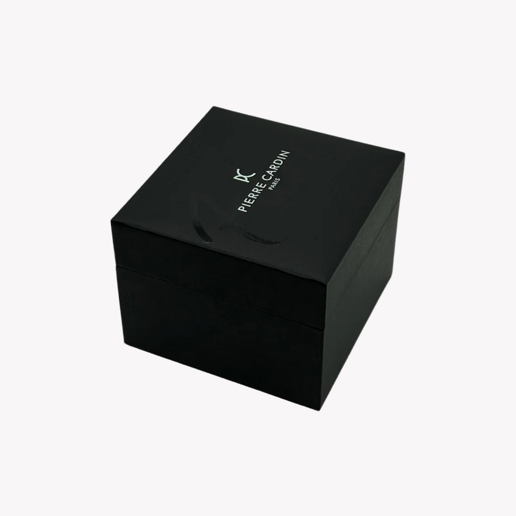 Pierre Cardin Women's Black Leather Watch, White Dial | Cbv.1014